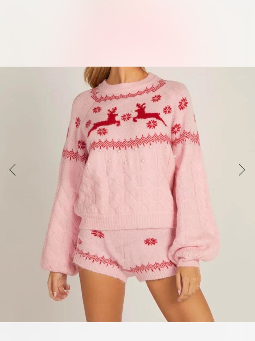 Cozy Pink Knit Reindeer Shorts ONLY